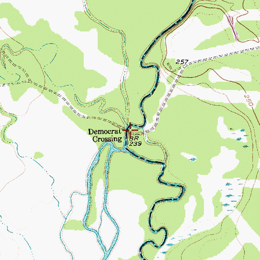 Topographic Map of Democrat Crossing, TX