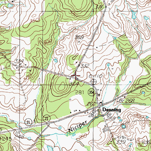 Topographic Map of Denning, TX