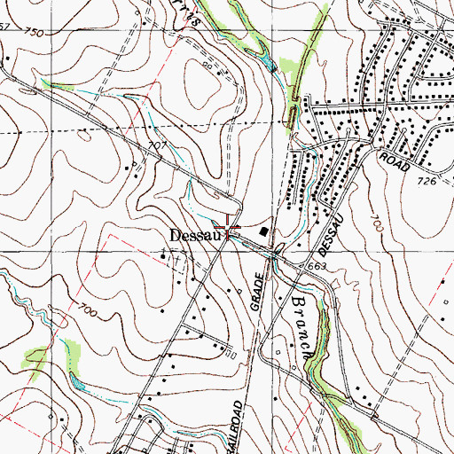 Topographic Map of Dessau, TX