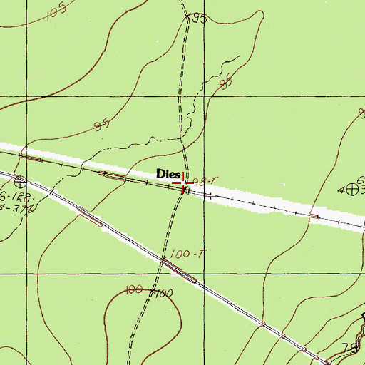 Topographic Map of Dies, TX