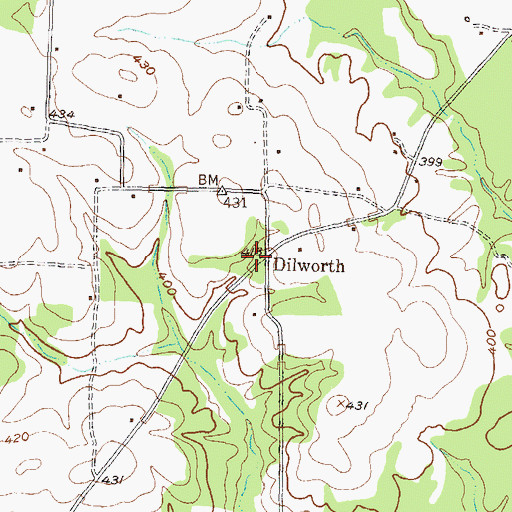 Topographic Map of Dilworth, TX