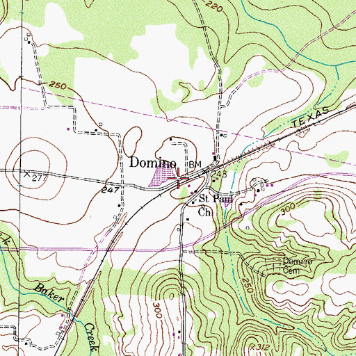 Topographic Map of Domino, TX