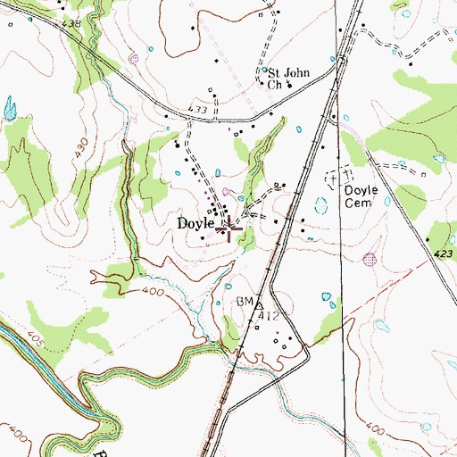 Topographic Map of Doyle, TX