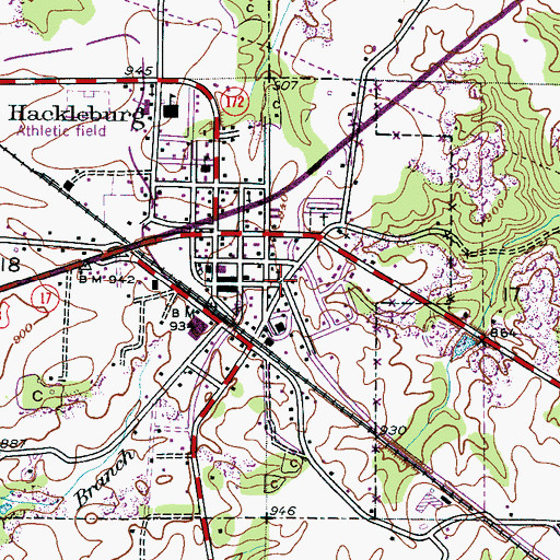 Topographic Map of First Baptist Church, AL