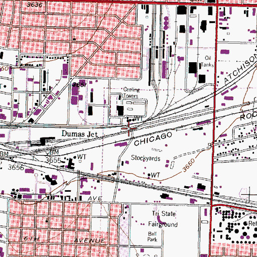 Topographic Map of Dumas Junction, TX