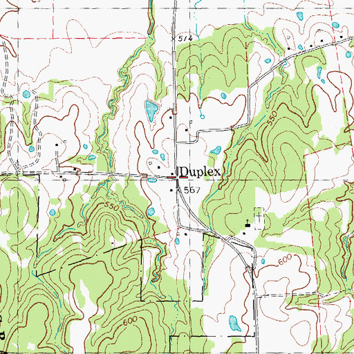 Topographic Map of Duplex, TX
