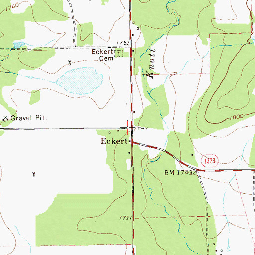 Topographic Map of Eckert, TX