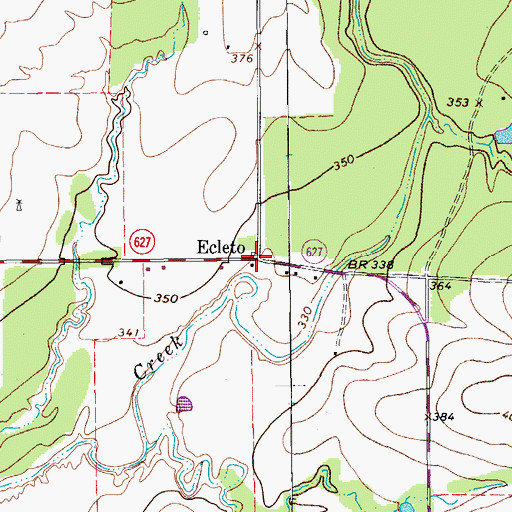 Topographic Map of Ecleto, TX