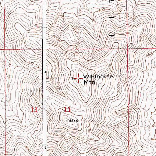 Topographic Map of Wildhorse Mountain, AZ