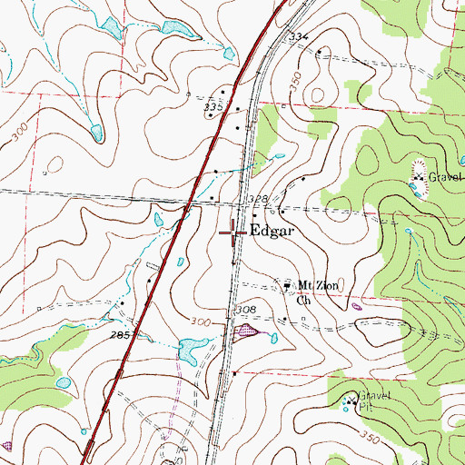 Topographic Map of Edgar, TX