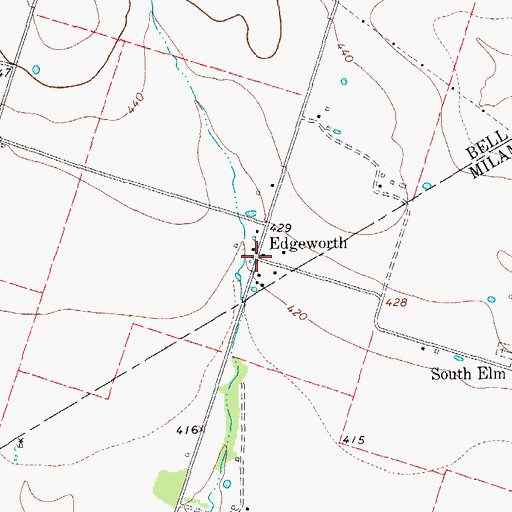 Topographic Map of Edgeworth, TX