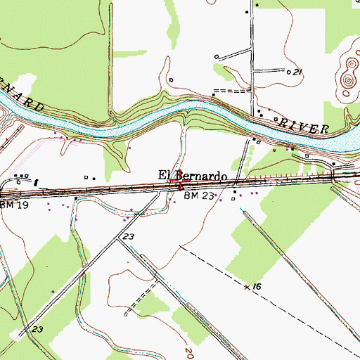Topographic Map of El Bernardo, TX