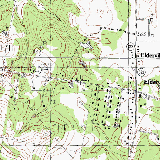 Topographic Map of Elderville, TX