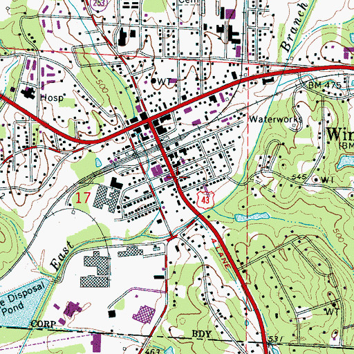 Topographic Map of First Methodist Church, AL