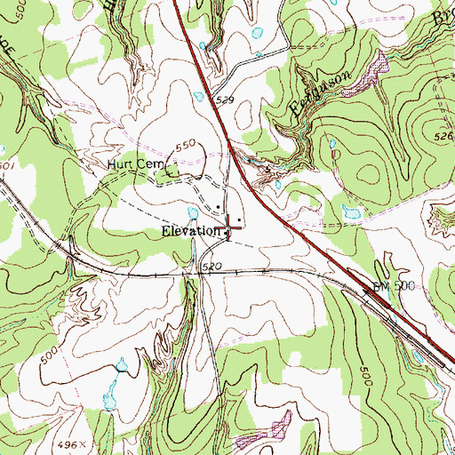 Topographic Map of Elevation, TX