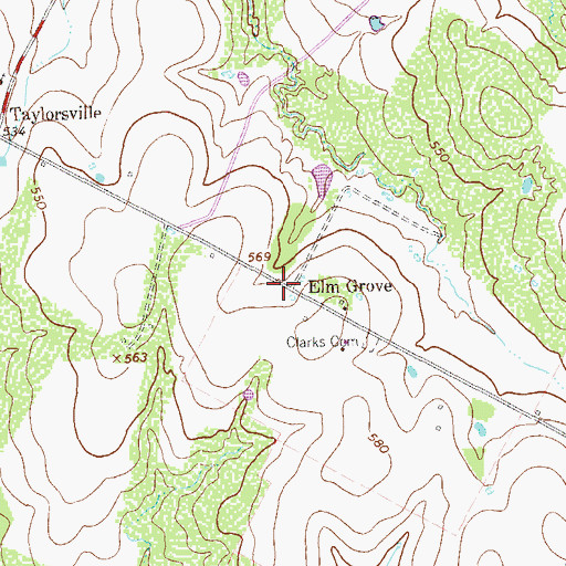 Topographic Map of Elm Grove, TX