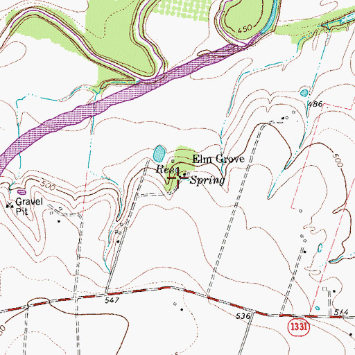 Topographic Map of Elm Grove, TX