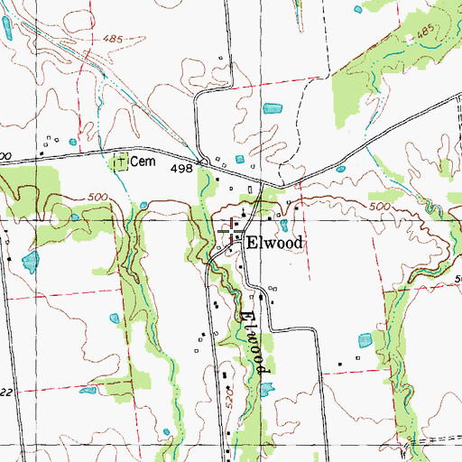 Topographic Map of Elwood, TX
