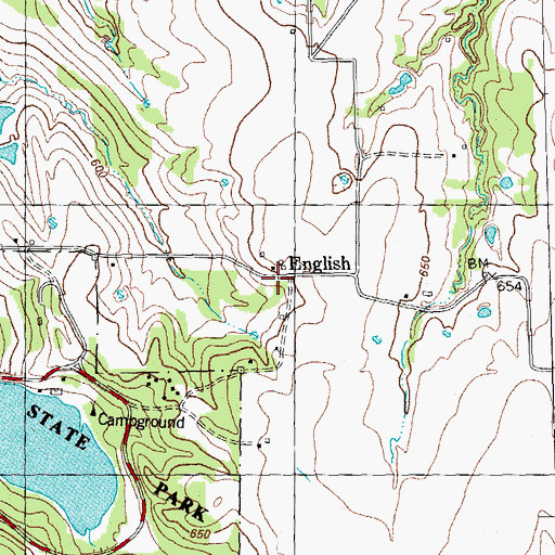 Topographic Map of English, TX