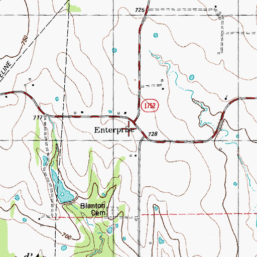 Topographic Map of Enterprise, TX