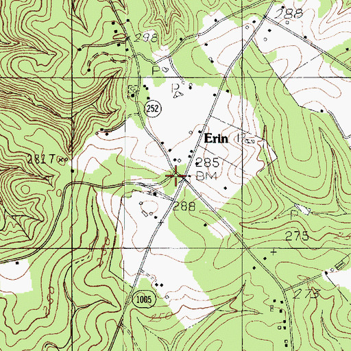 Topographic Map of Erin, TX