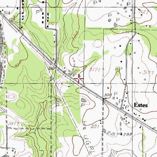 Topographic Map of Estes, TX