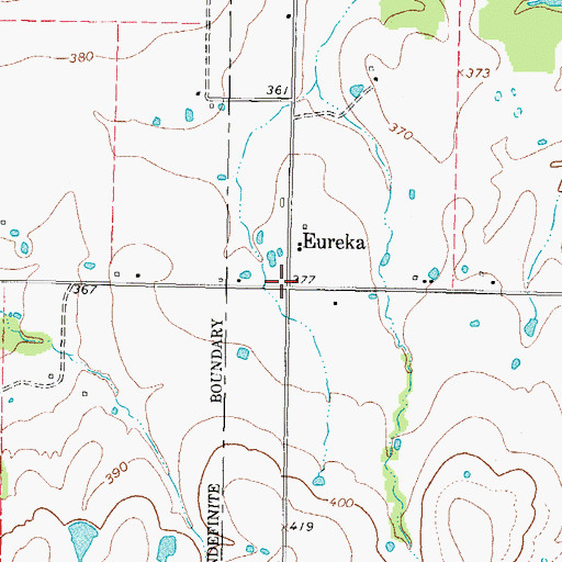 Topographic Map of Eureka, TX