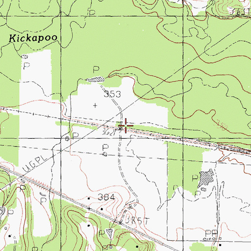 Topographic Map of Evelyn, TX
