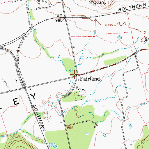 Topographic Map of Fairland, TX