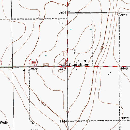 Topographic Map of Famuliner, TX