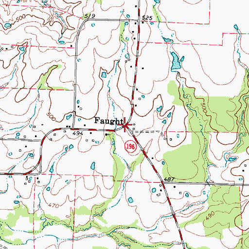 Topographic Map of Faught, TX