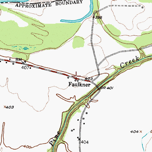 Topographic Map of Faulkner, TX