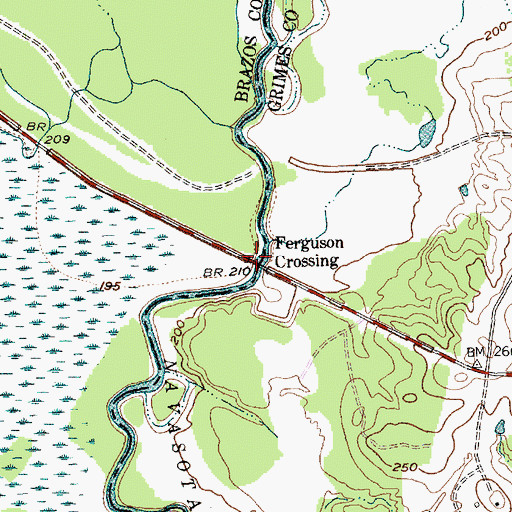 Topographic Map of Ferguson Crossing, TX