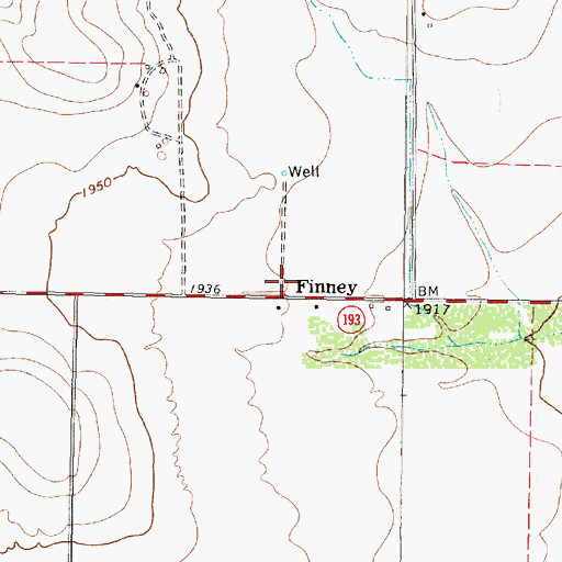Topographic Map of Finney, TX