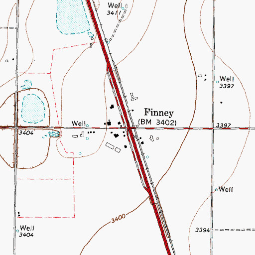 Topographic Map of Finney, TX