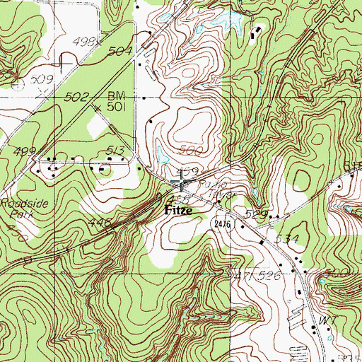 Topographic Map of Fitze, TX