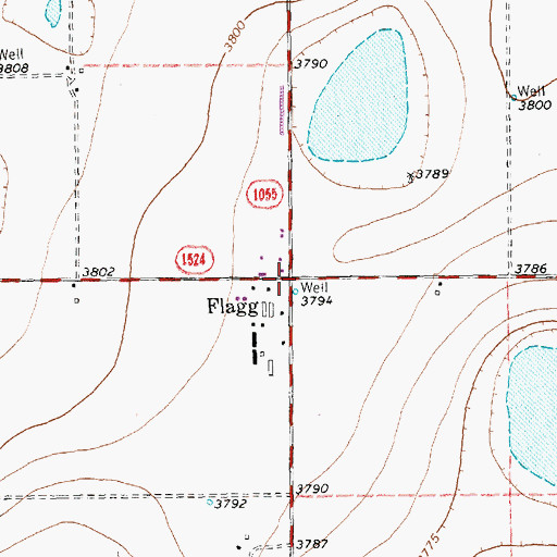 Topographic Map of Flagg, TX