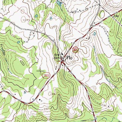 Topographic Map of Flo, TX