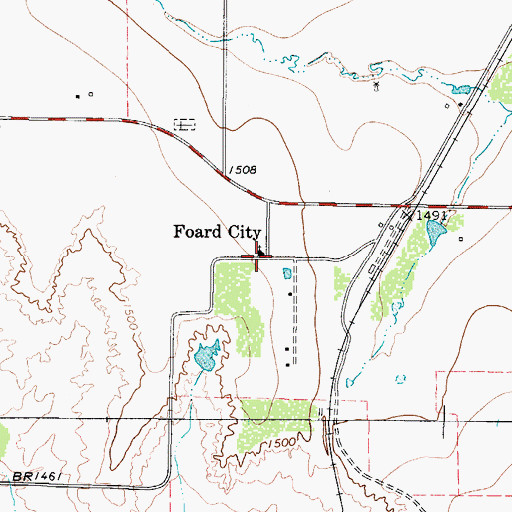 Topographic Map of Foard City, TX