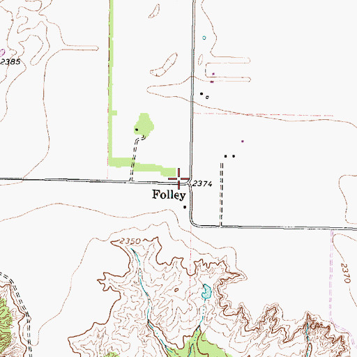 Topographic Map of Folley, TX