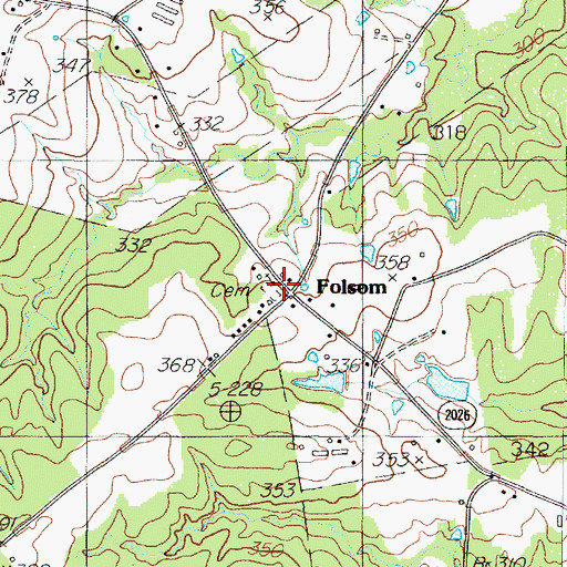 Topographic Map of Folsom, TX