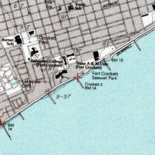 Topographic Map of Fort Crockett, TX