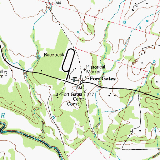 Topographic Map of Fort Gates, TX