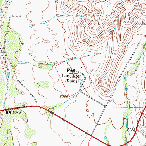 Topographic Map of Fort Lancaster, TX