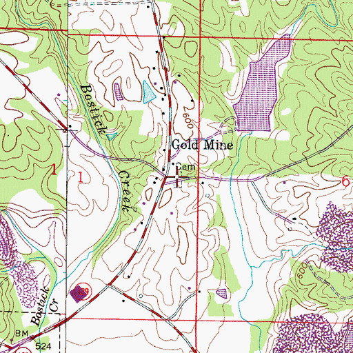 Topographic Map of Gold Mine Cemetery, AL