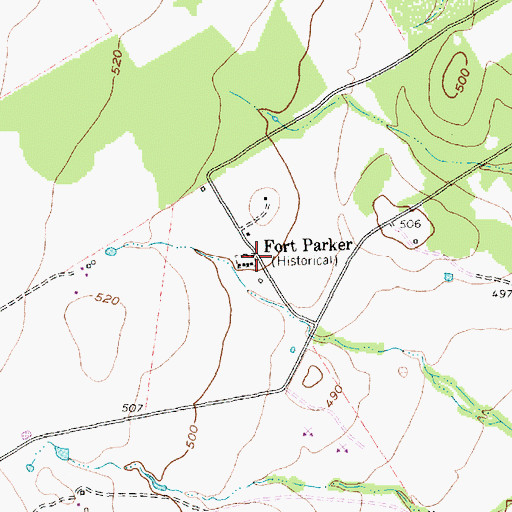 Topographic Map of Fort Parker, TX