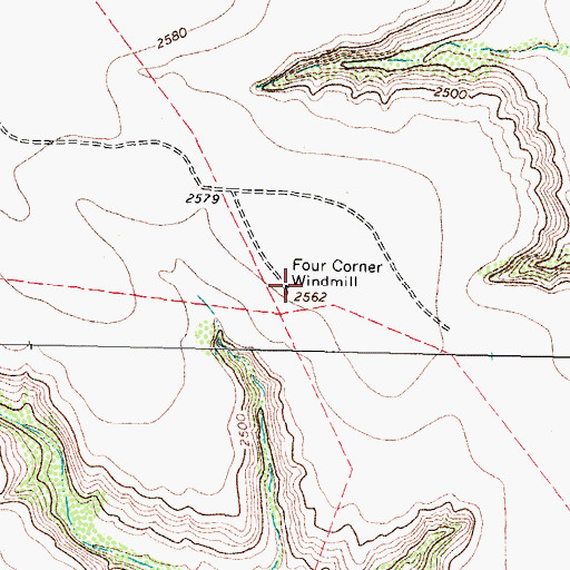 Topographic Map of Four Corner Windmill, TX