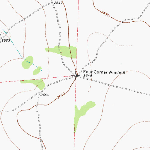 Topographic Map of Four Corner Windmill, TX