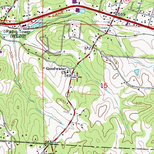 Topographic Map of Goodwater Cemetery, AL