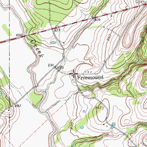 Topographic Map of Freemound, TX